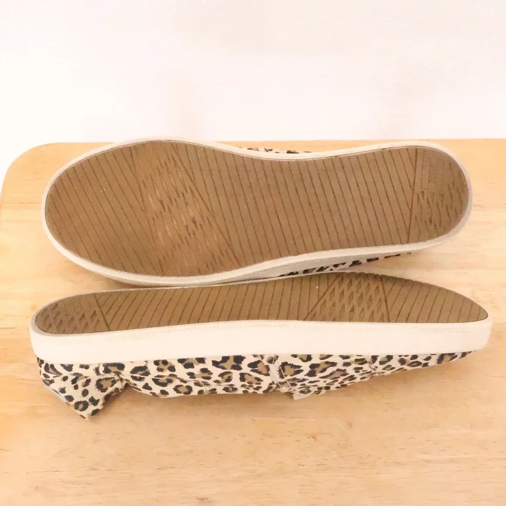 TOMS Alpargata Leopard Print Slip On Sneakers Womens Size 12 Tan Animal Canvas - Picture 7 of 9
